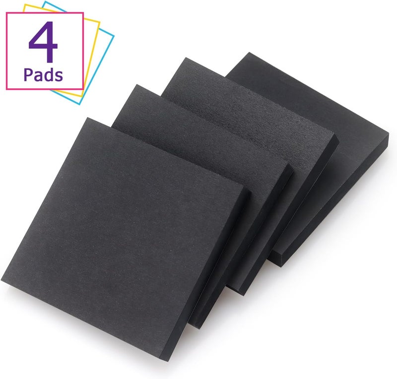Eastern Wolf Sticky Notes 3x3 Self-Stick Notes Bright Colors Sticky Notes 4 Pads 90 Sheets/Pad (Black) - Image 2